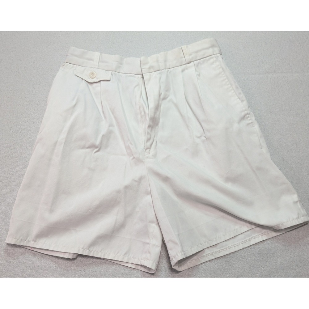 E.V. Ltd. Pleated Shorts Womens Size L White Good Vintage High Rise Elastic Back